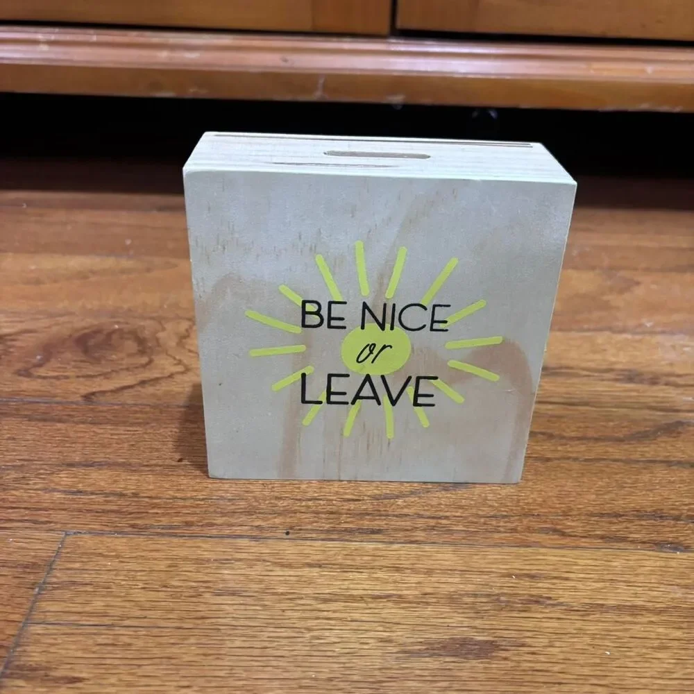 AMAZON Green Yellow Wood Cactus Money Box Gift Storage Organization Floral B5